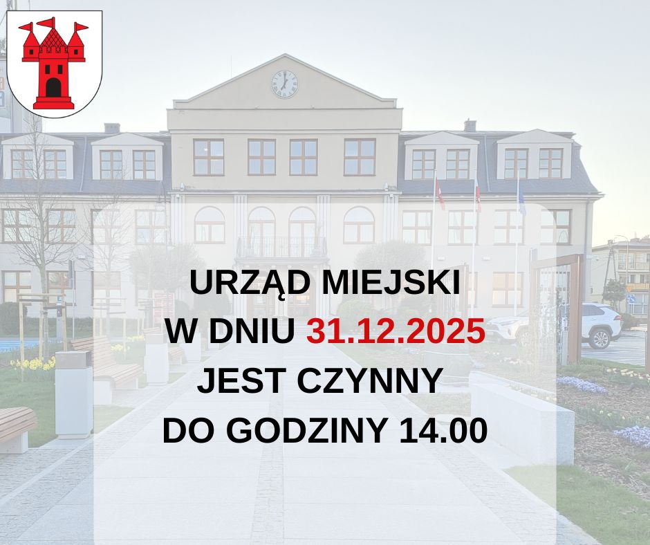 Grafika informująca o godzinach otwarcia Urzędu Miejskiego