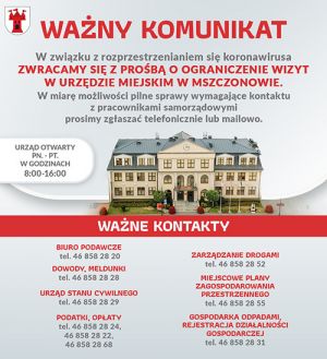 Grafika informująca o ograniczeniu wizyt w urzędzie miejskim