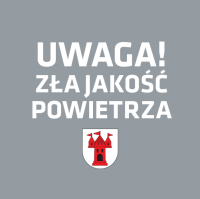 Komunikat zła jakość powietrza z herbem Mszczonowa