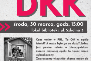 Grafika: plakat informujący o spotkaniu Dyskusyjnego Klubu Książki