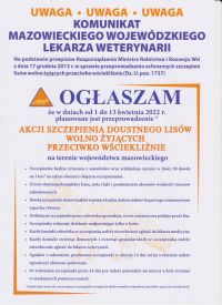 Grafika informująca o szczepieniu lisów przeciw wściekliźnie