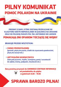 Plakat informujący o pomocy Ukrainie