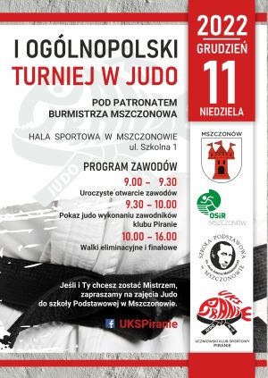 Plakat informujący o turnieju judo
