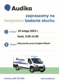 Grafika: plakat bezpłatnego badania słuchu