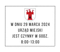 Grafika informująca o godzinach pracy Urzędu Miejskiego