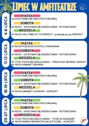 Plakat promujący wydarzenia wakacyjne