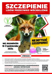 Plakat informacyjny - szczepienia lisów przeciwko wściekliźnie