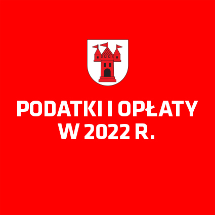 Grafika z napisem Podatki i Opłaty z herbem gminy Mszczonów