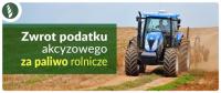 Grafika przedstawiająca traktor z napisem zwrot podatku akcyzowego za paliwo rolnicze