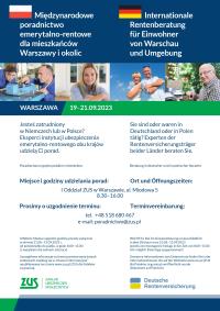 Plakat informujący o Polsko-Niemieckie Dniach Poradnictwa Emerytalno-Rentowego
