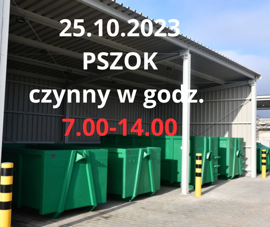 Zmiana godzin funkcjonowania PSZOK w dniu 25.10.2023