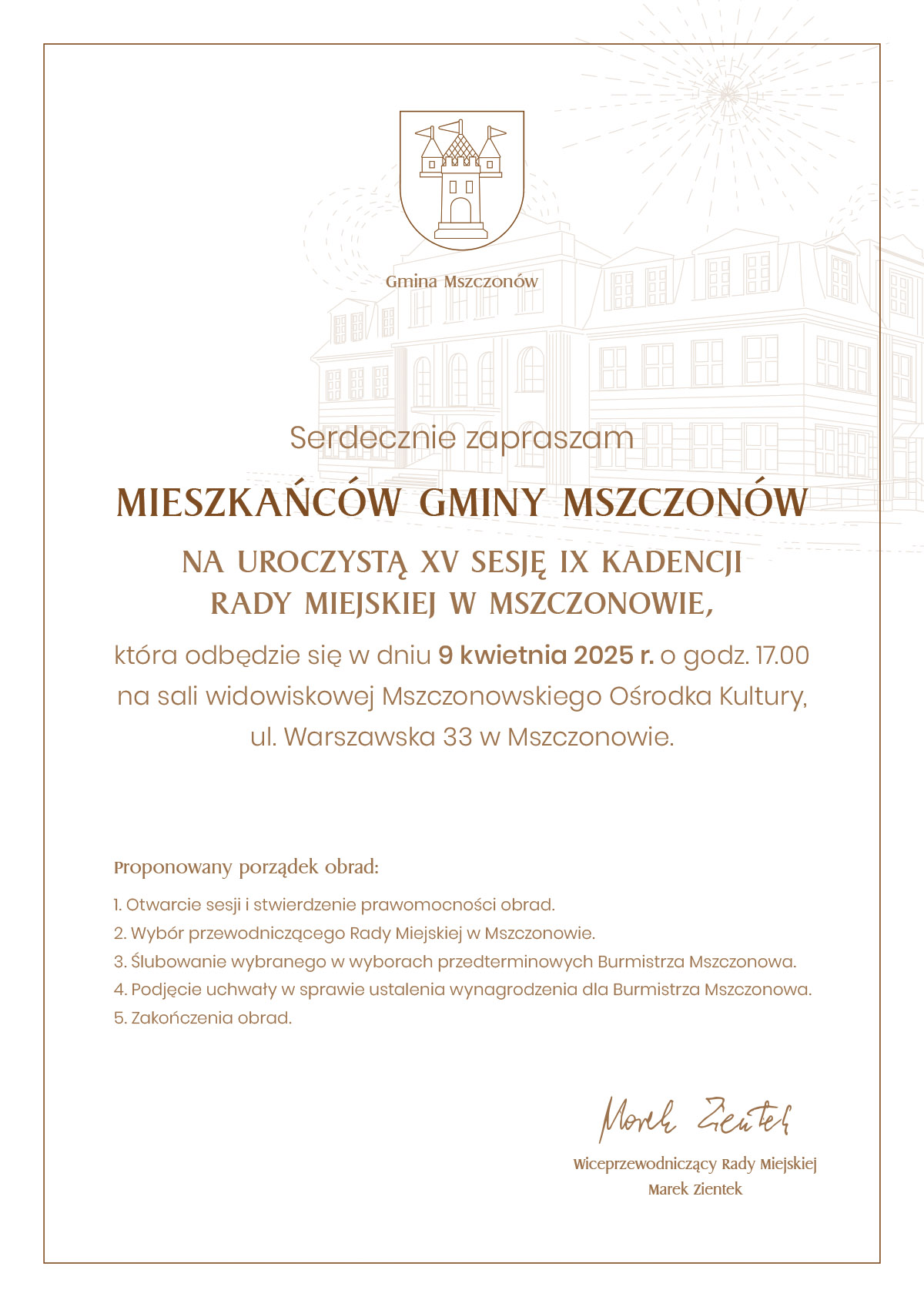 Grafika ozdobna informująca o uroczystej sesji