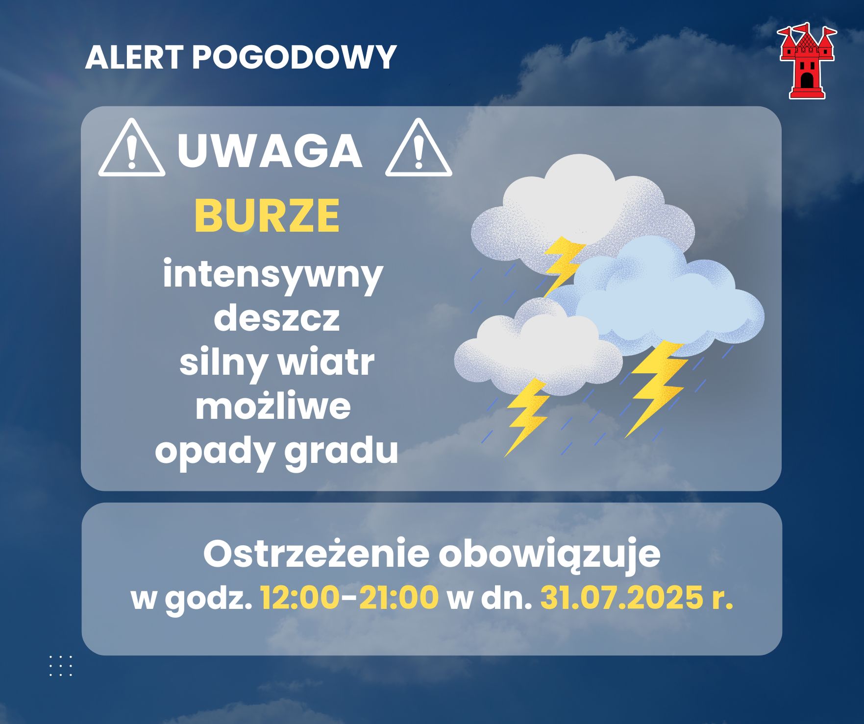 Ostrzeżenie METEO - BURZE I OPADY DESZCZU